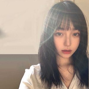 Hair Lace Wigs Japan and South Korea Medium Long Net Red Clavicle Hair French Bangs Temperament Trim Face Wig Women's Headgear