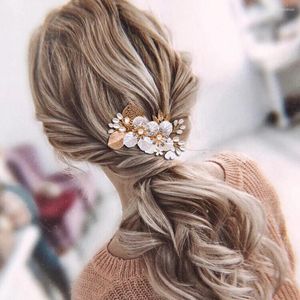 Headpieces ZMHP269 Golden Leaves Wedding Hair Clip Brud Tiara smycken Tillbeh￶r f￶r