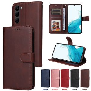 Samsung için Moda Klasik Deri Cüzdan Kılıfları S23 Ultra Plus A14 5G iPhone 14 12 Pro Max Card Yuvası Kimliği Tutucu Tutucu Vintage Flip Kapak Kitabı Akıl