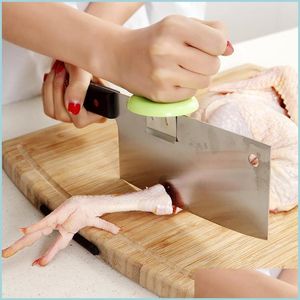 Andra knivtillbehör Vegetabiliska skärande booster i rostfritt stål Knivkapsel Skär kycklingben Hotkött klyver matlagningsverktyg Drop de Dhhjo