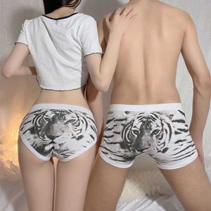 Slip Mutandine Coppia Mutandine Set Cotone Ragazzi Ragazze Moda Boxer da uomo Slip da donna Regalo di San Valentino Nuovo animale Tigre Stampa biancheria intima 1 pz T221108