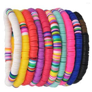 Bedelarmbanden armband klei stretch kleurrijke mate kralen touw regenboog polymeer strand bohemian elastische hand stapelbare gesneden surfer