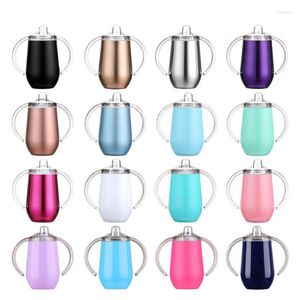 Water Bottles 10OZ Wine Tumbler Champagne Garrafa Termica Cola Cups Double Ear Stainless Steel Insulated Egg Gifts