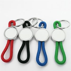 Sublimation Blank Accessoy DIY Keychains Round Nylon Cord Blue Red Designer Keychain Wallet Handbag Lovers Car Key Ring Jewelry for Woman Man Friend Christmas Gift