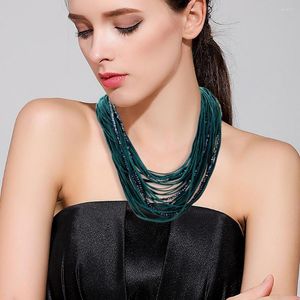 Pendant Necklaces Multilayer Rope For Women Beads Multiple Colors Charm Chokers Fashion Jewelry