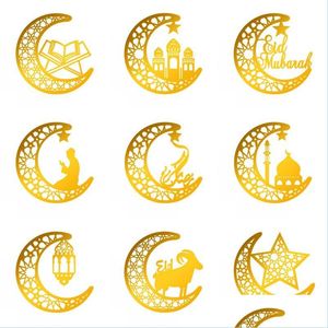 Andra festliga partier Party Supplies Islamic Muslim Wall Decor Sticker 3D Ramadan Kareem Moon Star Akryl Mirror Decals Dr Dhsgh