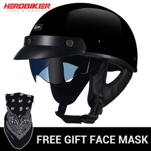 Hełmy rowerowe Retro Motorcycle Hełm Casco Moto Half Helmets Motocross Casque Motorbike Racing Vintage Helmet na 4 sezony Certyfikat DOT T221107