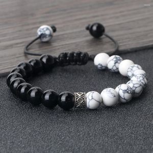 Strand White Black Line Beads Braided Bracelet Lave Polish Tiger Eye Onyx Stone Couple Bangle Chain Pulsera Jewelry Gift For Friend