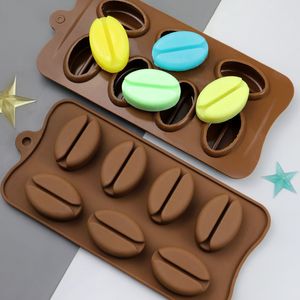 7-Cavity Coffee Bean Silicone Mold DIYキャンディーソープケーキクッキーチョコレートバースデーパーティーコーヒーショップギフトベーキング用品MJ1058