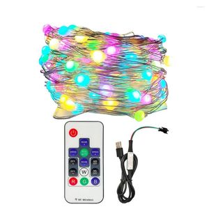 Strängar USB 5V Christmas RGB LED -strängljus WS2812B Fantasi Färgglad blommor Fairy Meteor Light Home Wedding Room Decoration