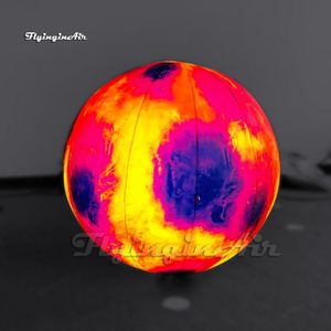 Personlig stor uppblåsbar Mars Solar System Planet Balloon Hanging/Ground Air Blow Up Sphere With RGB Light för platsdekoration