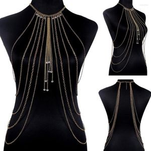 Pendant Necklaces Fashion Stunning Sexy Body Belly Silver Gold Tone Jewelry Chain Bra Slave Harness Necklace Tassel Waist DFJ505043