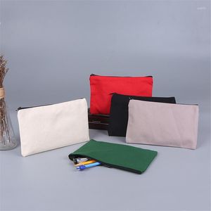 Storage Bags 100Pcs 21x13cm Canvas Makeup Zipper Pouch Pencil Case Blank DIY Craft Cosmetic For Travel School