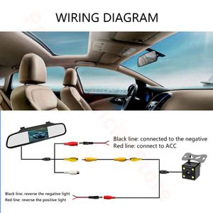 4 3 Car Rearview Mirror Monitor Auto Parking System LED Night Vision Backup Reverse Camera CCD Car Rear View Camera2838