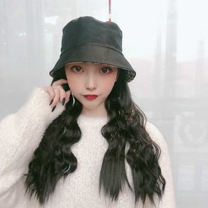 Hair Lace Wigs Straight Wig One Female Fisherman Hat Net Red Long Curly Hair Corn