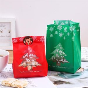 Envoltura de regalo 50 piezas/lotes bolsas de plástico árbol de navidad copas de nieve copas de envasado cajas de dulces con pegatinas de focas decoración de la fiesta de bodas