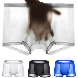 Mutande Uomo Boxer sexy Slip intimo sottile trasparente Pantaloncini bauli Mutande Boxer antibatterici in seta senza cuciture Homme