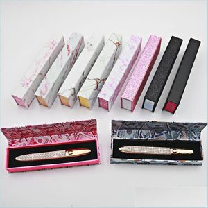 Packing Boxes Diamond Eyeliner Pen Box Magic Self Adhesive Marble Pattern Makeup Lash Ge Package Case Custom Pencil Drop Delivery Of Dhtj0