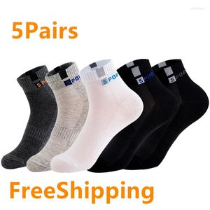 Meias masculinas 5 pares/pacote de algodão masculino Black Business Pontos homens Men respirável no verão de verão para masculino plus size