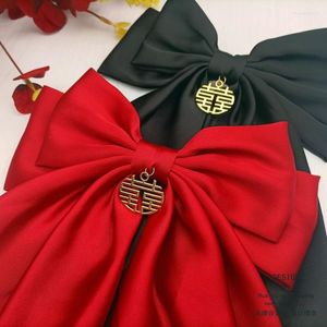 Headpieces Big Bow Wine Red Headband Spring Clip Back Head Hi Brand Wedding Haaraccessoires Chinees