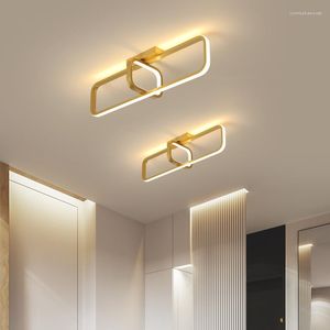 Chandeliers Rectangle Ceiling Lamp For Bedroom Entrance Balcony Aisle Hallway Gold Modern Led Chandelier In The Corridor Light Fixtures