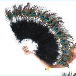 Party Favor Peacock Feather Hand Fan Dancing Bridal Party Zaopatrzenie Dekorowanie Dorasa Chińskiego stylu klasyczni fani Fan przychylność P1013 Drop dostaw