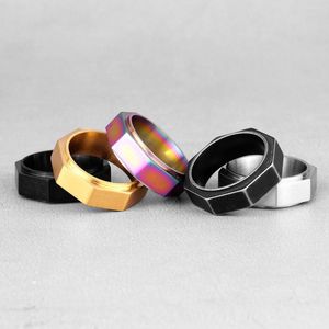 Cluster Rings Black Gold Engine Screw Industrial Style Stainless Steel Mens For Male Boyfriend Biker Jewelry Creativity Gift Wholesale