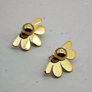 Stud Earrings Women Floral Petal Style Earring Gold Plated Jewelry
