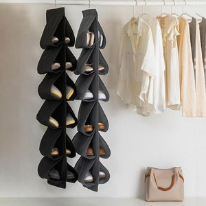 Storage Boxes Over The Door Shoe Rack Household Dorm 12 Pockets Hanging High Heels Sneakers Sports Shoes Organizing Holder Bag