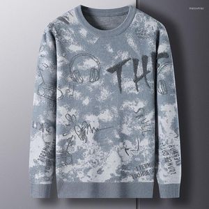 Camisolas masculinos Pullover de tricô masculino Outono/inverno Luxo de luxo de luxo 2022 Jacquard lã quente suéter espessado roupas de tendência européia