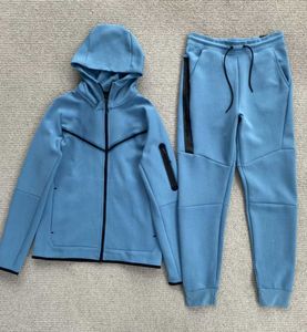 22SSSデザイナーファッション技術フリーストラックスーツ男性女性パンツメンスポーツジップフーディージャケットジョガーパンツトラックスーツレディースジョガーズフード付きコートサイズ太い青