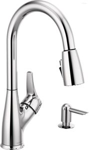 Kitchen Faucets SHIP FROM US.Peerless Apex Single Handle Pull-Down Sprayer Faucet With Soap Dispenser In Chrome P7901LF-SD-W