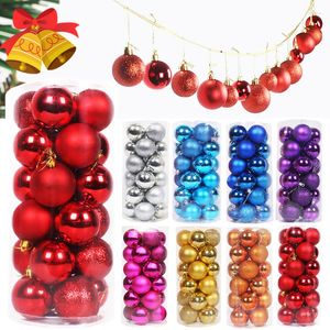 Party Decoration 24pcs 6cm Glitter Christmas Baubles Ornament Ball Hanging Home Garden för träd