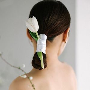 Headpieces Korean Headband Wedding Hair Accessories Tulip Ribbon Ornaments Bridal Headwear For Woman Jewelry