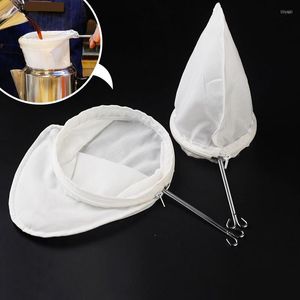 Dinnerware Sets Milktea Filter Cloth Net Stainless Steel Handle Filtration Tea Bag Strainer Hand Drip Coffee Tools Bar Cafe Accessories 1pcs