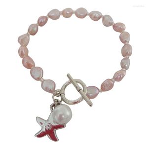 Strand Top Fashion Pearl Bracelet Made Of NATURE FRESHWATER BRACELET-7-9 Mm Long BAROQUE Shape Sea-Star Hanger