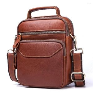 Kolejki Vintage oryginalna skórzana torba męska Messenger Men Bags Sling Sling Małe czarne męskie torby na iPad