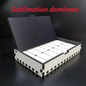 Sublimations-Domino-Set, leer, weiß gefärbt, Holz-Domino-Block, 28 Stück pro Box, doppelseitiger Druck, Spielzeug, leere, bedruckbare Holzkisten