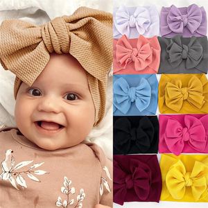 Baby flickor huvudband spädbarn hår tillbehör bågar nyfödda småbarn band mjuk elastisk bowknot huvudbonnar barn gåva
