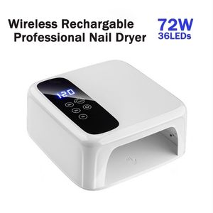 Nail Dryers Wireless Led Lamp UV 72W Rechargeable 15600mAH Professional Gel Dryer Polish Curling for All 221107
