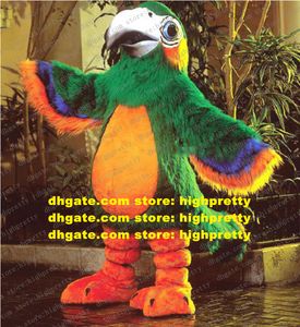 Traje de mascote de peles longo inteligente Patty Parrot periquito Macaw Caracteres de desenhos animados para adultos Casar nupciais Business Street ZZ7726