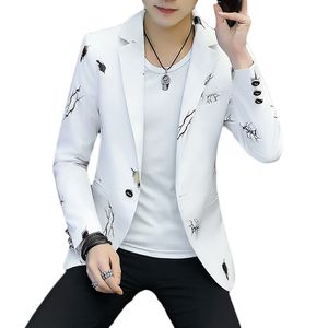 Casual Spring Print Blazers Men Slim Blazer Youth Fashion Koreańska wersja Koreańska