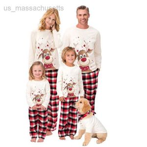 Familie matching outfits nieuwe kerst eland print ouder kind pj set huiskleding l221108
