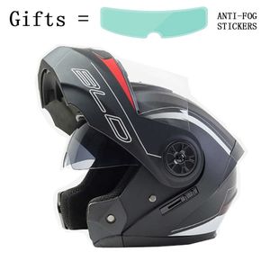 Casques de vélo BLD Nouveau Double Lentille Flip Up Casque De Moto Hommes Femmes Classique Modulaire Descente Scooter Moto Équitation Casco Moto Capacete T221107