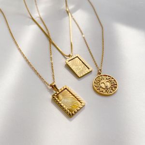 Catene 2022 Fashion Tarnish Free Tarot Sun Moon Collana a catena in oro Collane placcate in acciaio inossidabile per gioielli da donna