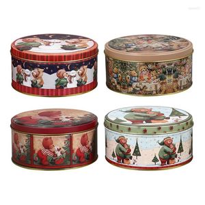 Gift Wrap 4pcs Christmas Tinplate Boxes Candy Biscuit Storage Cases Treat Container Goodie Organizer Xmas Year