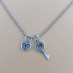 Pendant Necklaces Retro Hollow Heart Lock Head Key Type Simple Necklace Bracelet Accessories Can Be Ordered