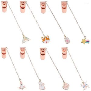 Portable Stationery Marker Clip Cartoon Character Pagination Mark Cute Pendant Metal Bookmarks