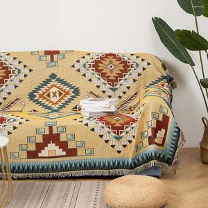 Stol t￤cker bohemisk blandning soffa t￤cke handduk med tofs f￶r vardagsrumsgeometri tryckta sektionslipcovers l form