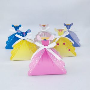 Princes de presente Princess Dress Candy Box Treat Goodie Baby Shower Kids Birthday Party Boxes Theme Supplies for Wedding Decorações